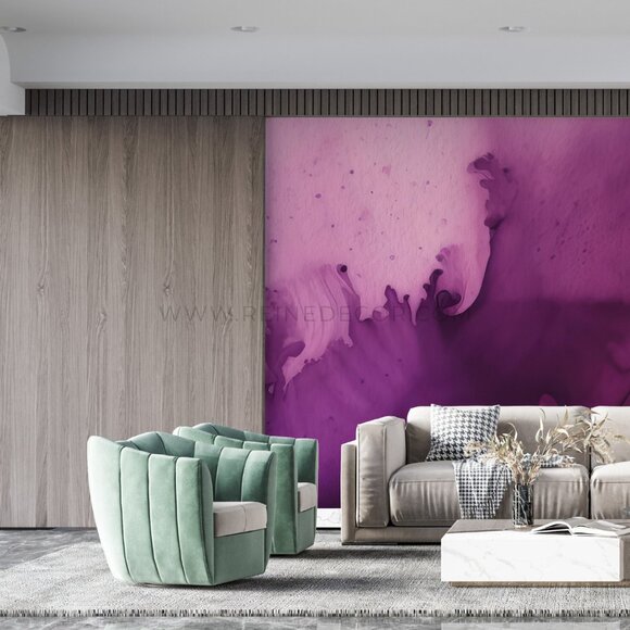 Purple and Pink Abstract Watercolor Painting Wallpaper | Artistic Wall Decor - Picture 3 of 9